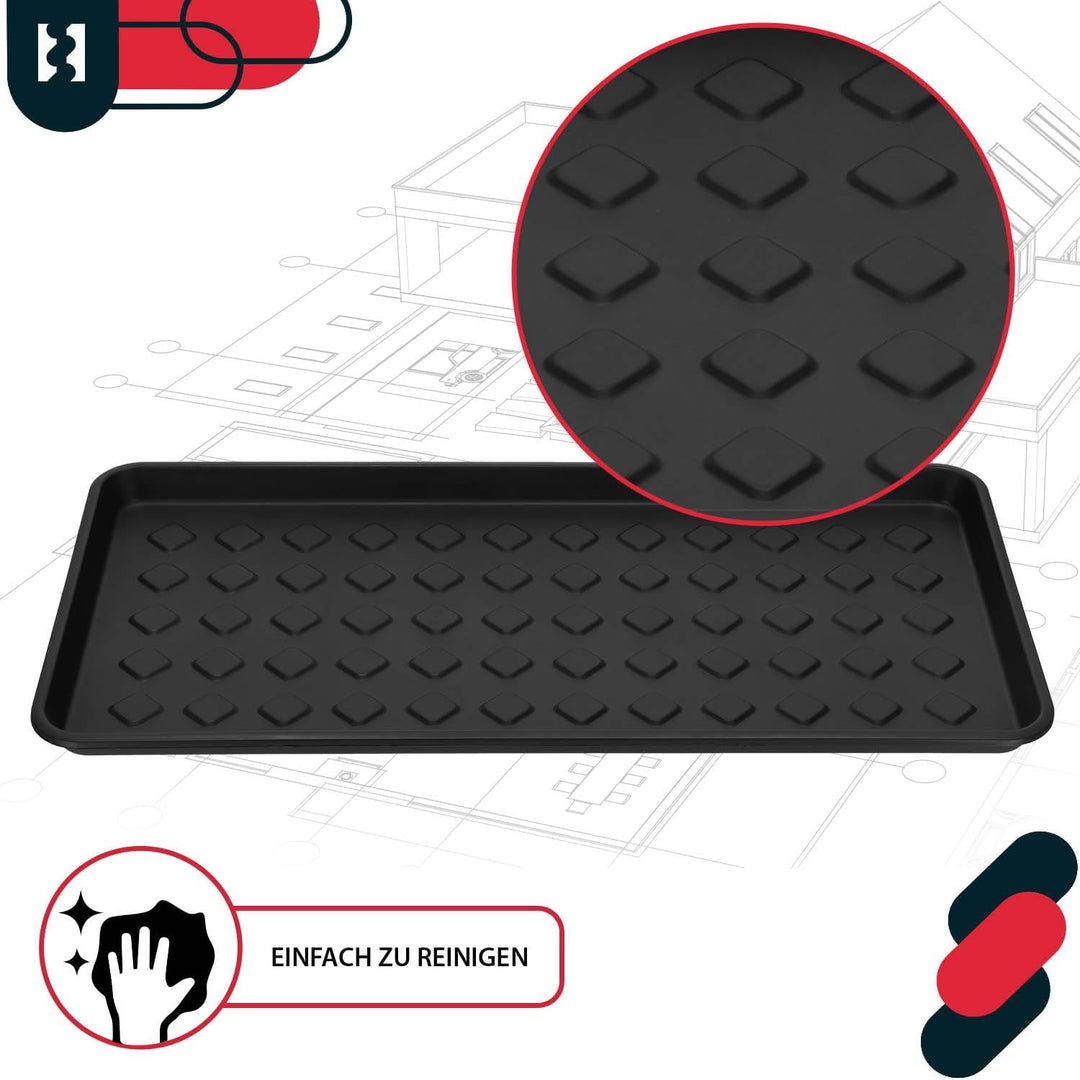 KOTARBAU® 3er Set Schuhabtropfschale schmal Schwarz 72 x 35 cm Schuhablage Schuhabtropfschale für de