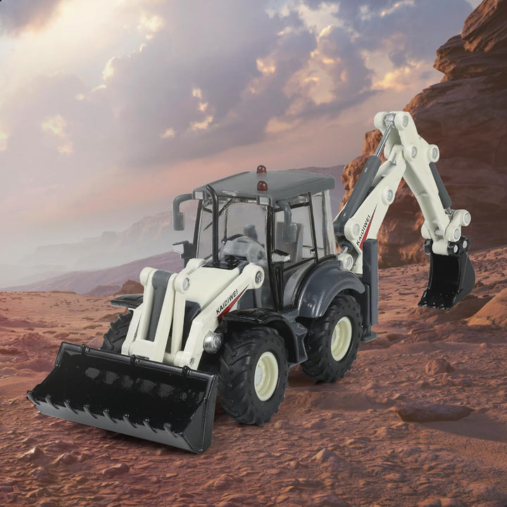 2-in-1 Bagger Spielzeug 1/50, 20cm Duplo Excavator und Frontlader Radlader Spielzeug, Minibagger Bau