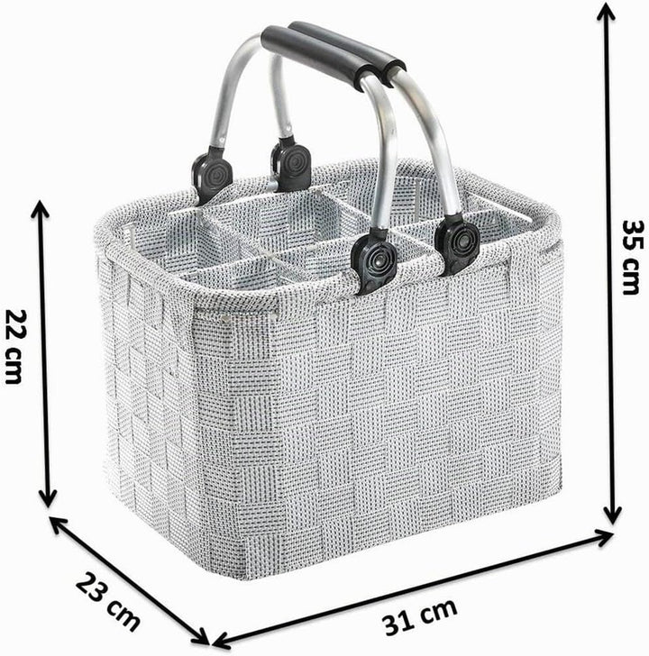 Kobolo Flaschenträger Flaschenkorb -Nylongeflecht- für 6 Flaschen - White Grey