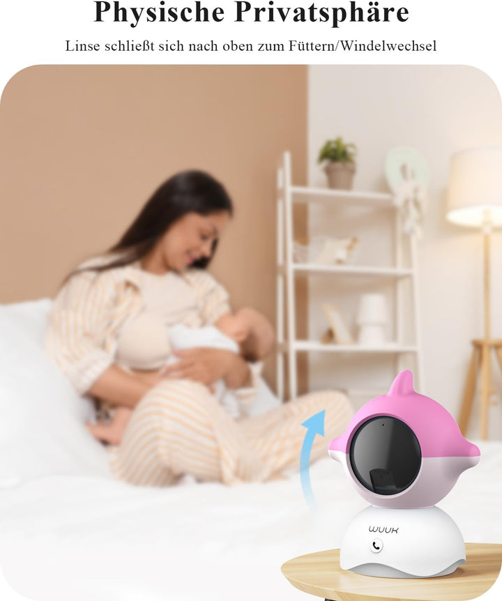 WUUK 2K/3MP Babyphone mit Kamera, 5.5 Zoll Display mit 360° PTZ Baby Monitor, 135° Weiter Blickwinke