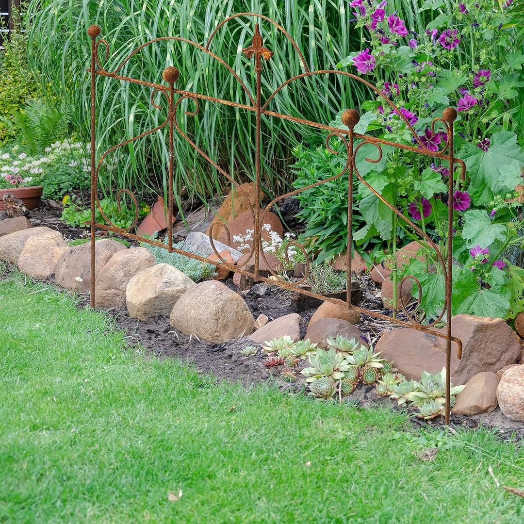 ecosoul Beetzaun Gartenzaun Zaun Zaunelement Rankhilfe Metall Eisen Rost Deko 62cm hoch x 80cm lang