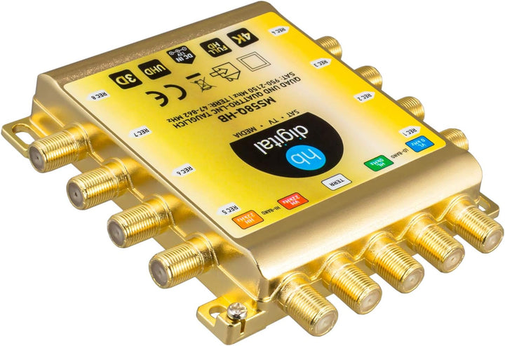 HB-DIGITAL DVB-S/S2 Multischalter 5/8 | Multiswitch Verteiler für 1 SAT, 8 Teilnehmer Satelliten Rec