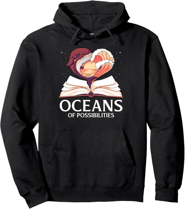 Ozean Sommer Meerestiere Lesen Leser Bibliothekar Buch Wal Pullover Hoodie