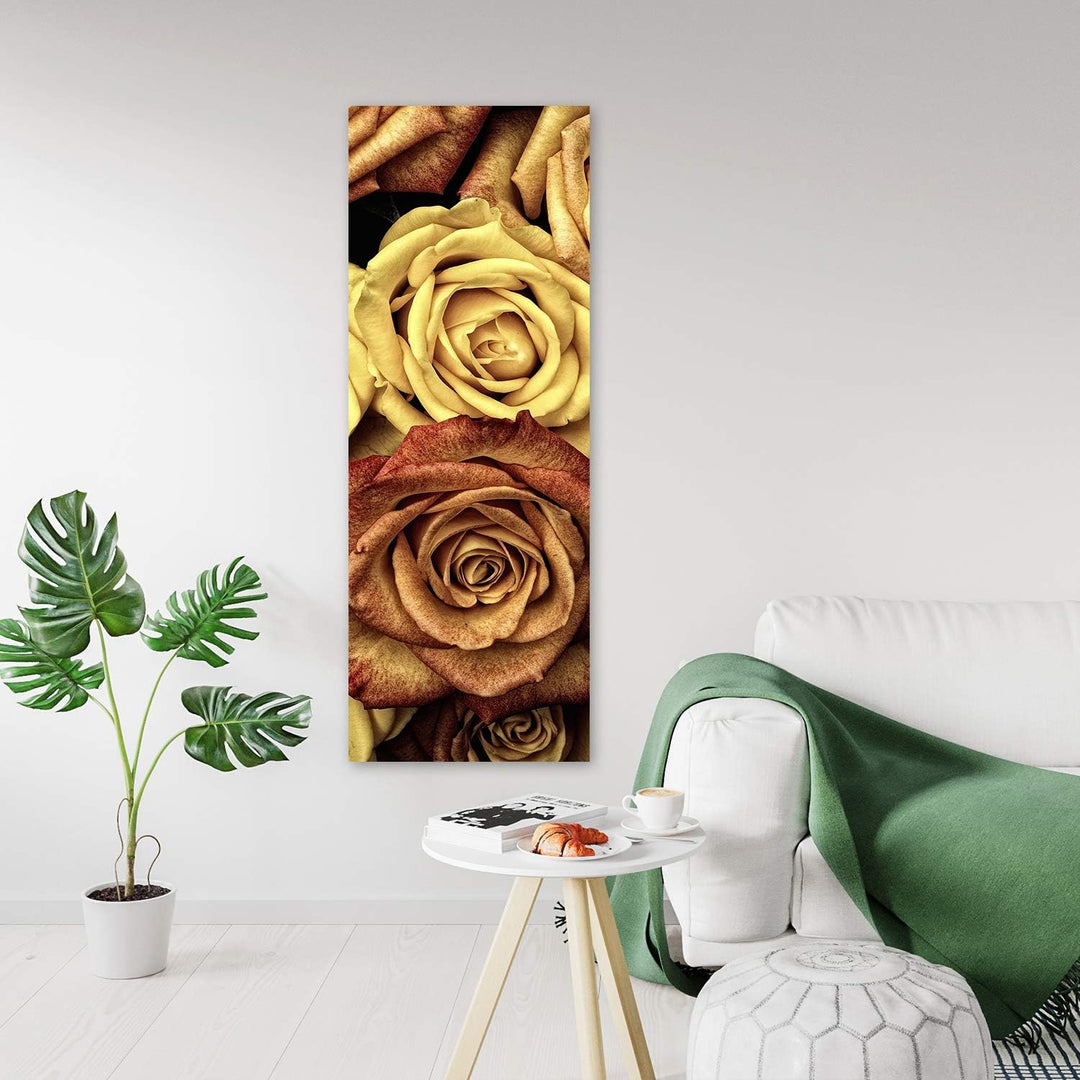 Feeby Wanddeko Rose Leinwandbild Kunstdruck abstrakt Braun 40x100 cm Leinwandbild 40x100 cm Braun_a,