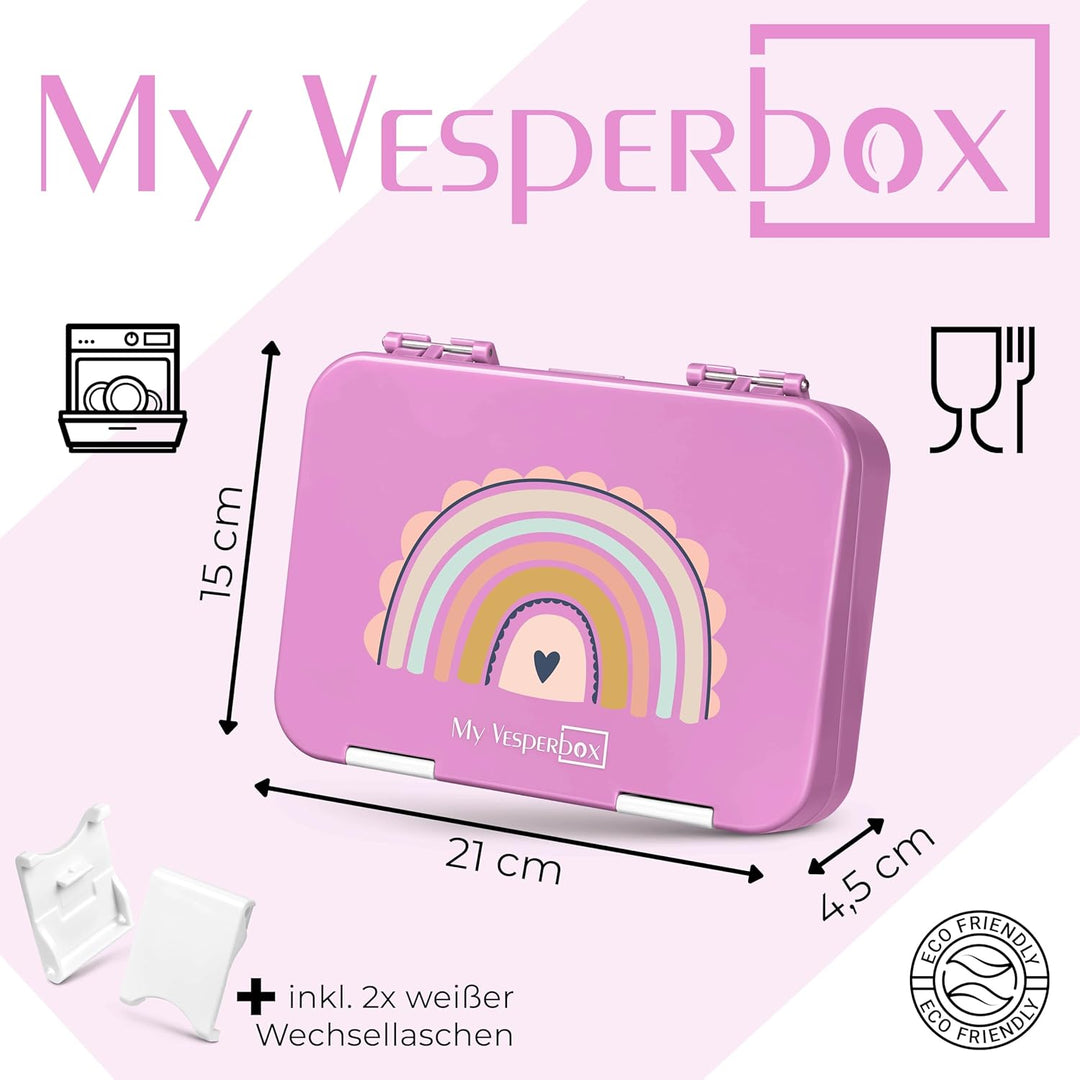 My Vesperbox – Len - Bento Box Kinder - Lunchbox mit 4+2 Fächern - extrem robust – Brotdose – Brotbo