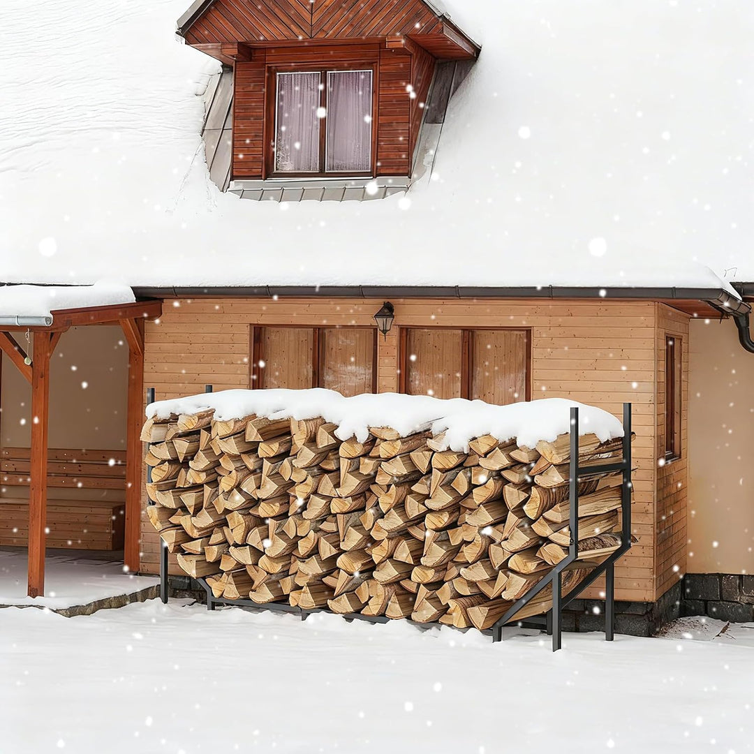 CADUKE Kaminholzregal für den Aussenbereich, 1,8 m, Holzregale für Kaminholz, Feuerholzhalter, Innen