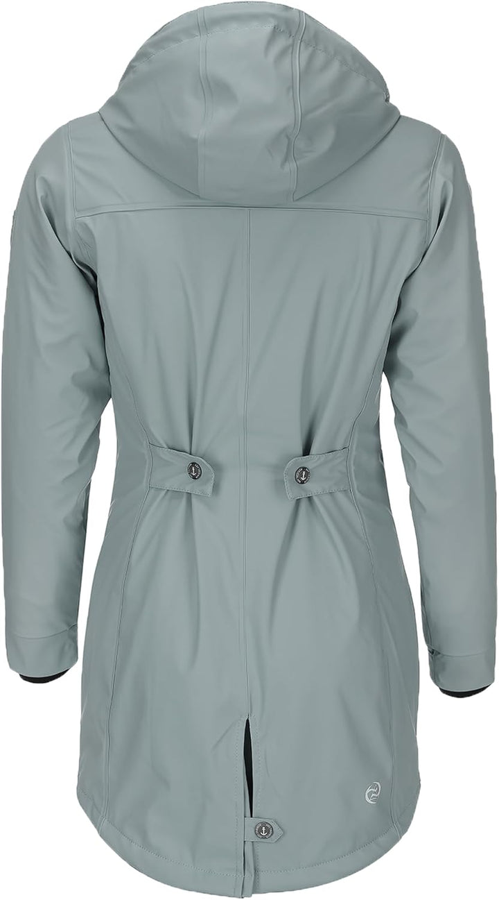Dry Fashion Damen Regenmantel Malmö - Frauen Regenjacke Jacke mit Kapuze Lang Winddicht Wasserdicht