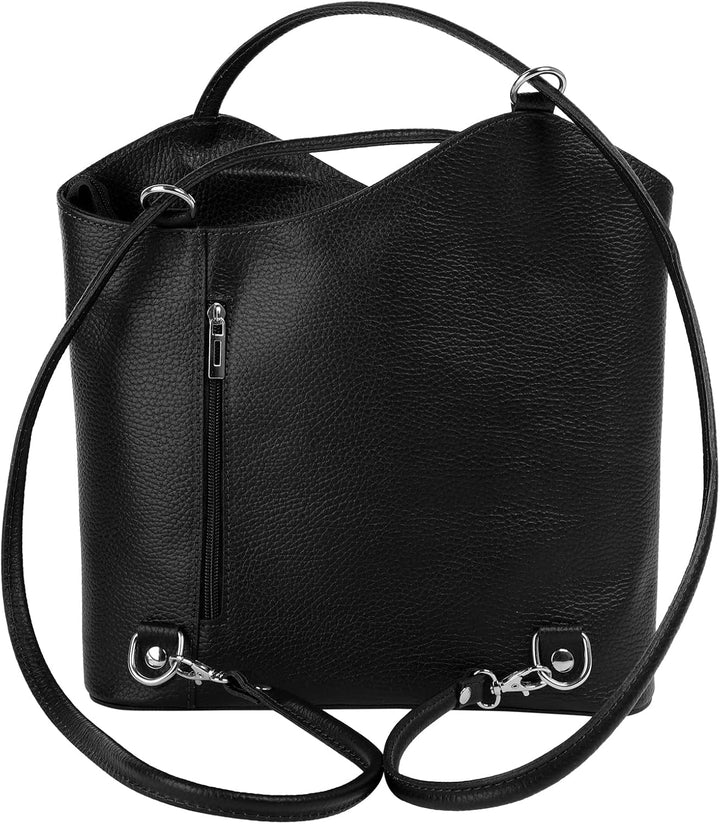 Shopper Rucksack Kombination Echt Leder Damen Made in Italy | 2in1 Handtasche | wandelbare Umhängeta