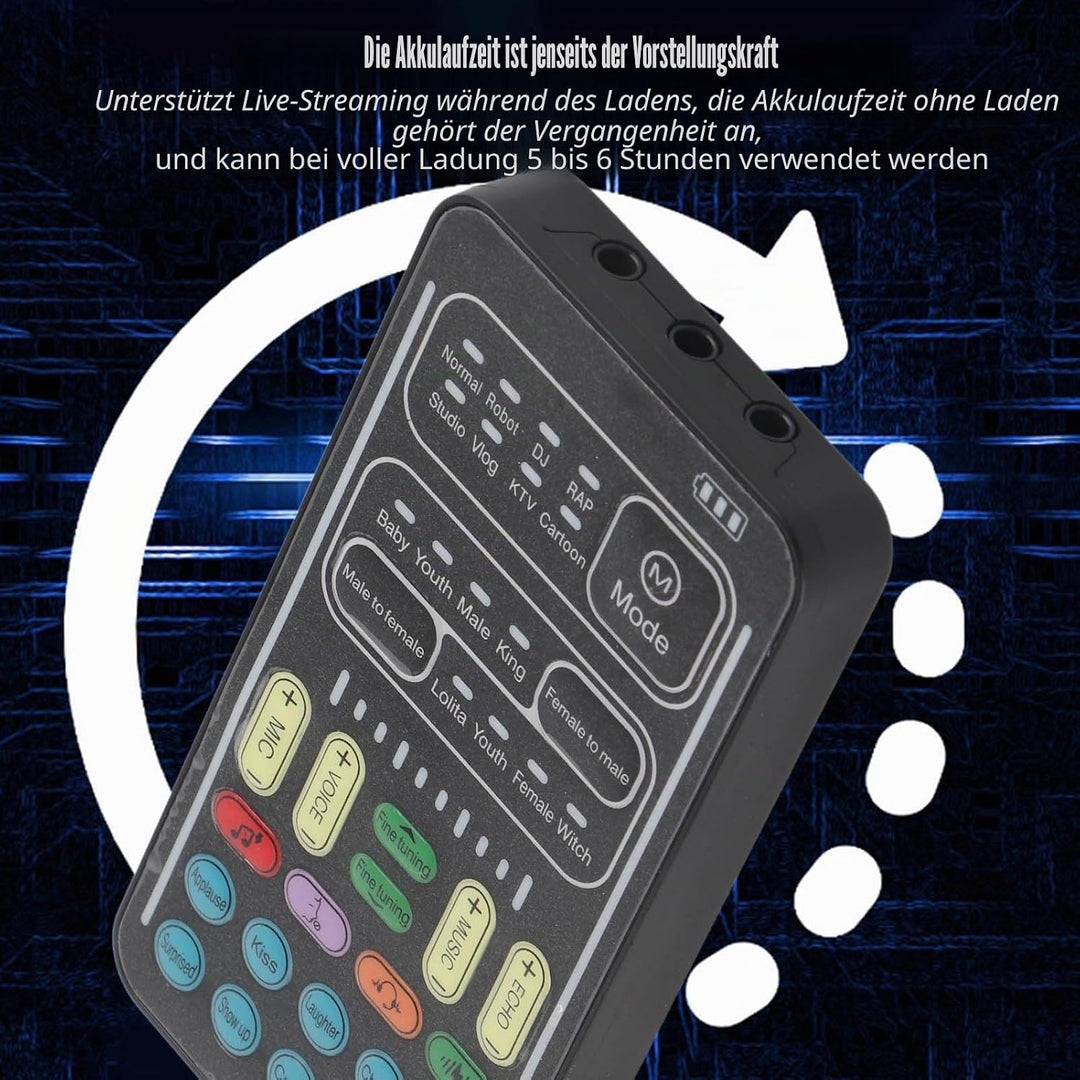 Annadue Voice Changer, I9 Voice Changer Set Tragbarer -Soundkarten-Live-Streaming-Mixer mit Mikrofon