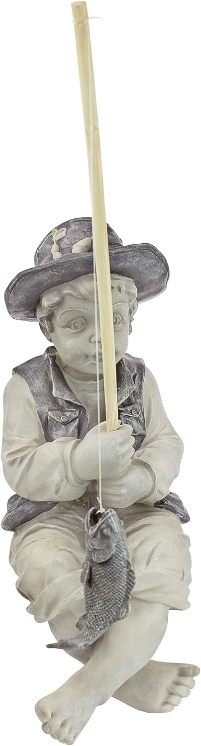 Design Toscano Junge Frederic mit Angel Figur, Masse: 38 x 24 x 17 cm, Frederic