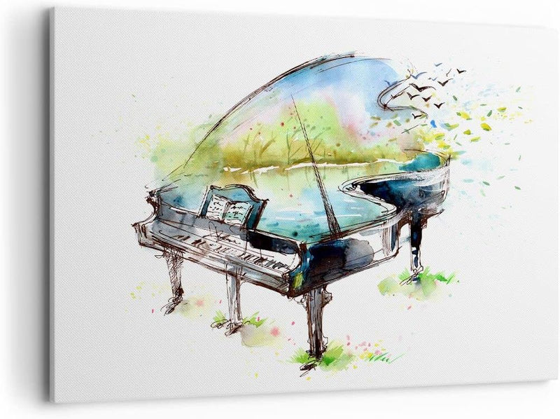 Bilder auf Leinwand 100x70cm Leinwandbild Klavier Natur Musik Eleganz Gross Wanddeko Bild Schlafzimm