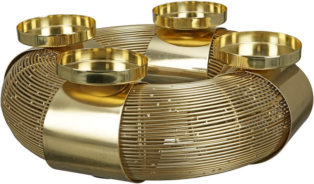 GILDE Adventskranz - 4 flammiger Kerzen Leuchter - Adventsdeko aus Edelstahl - für 4 Kerzen - Farbe: