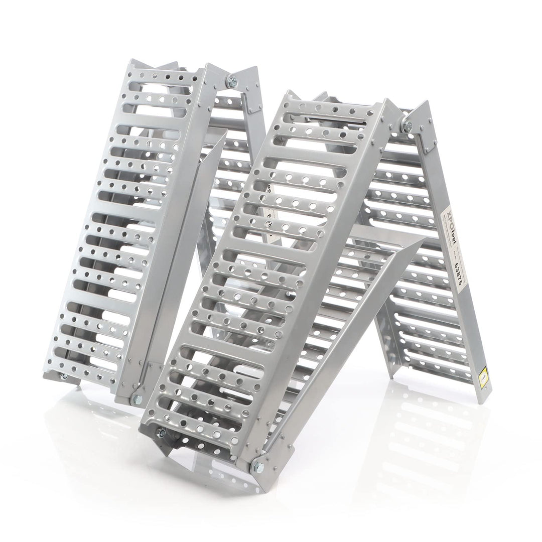 XPOtool 2X Auffahrrampe 340kg 3-Fach klappbar Verladerampen 197x23cm rutschfest Stahl für Motorrad