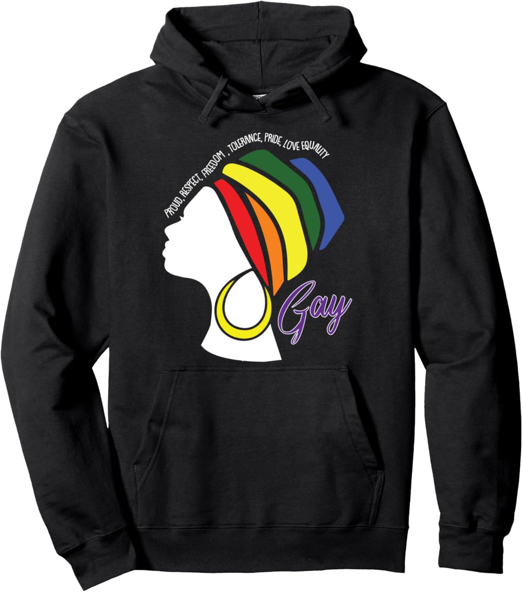 Gay Pride LGBT-Q Inspirational Woman Rainbow Flag Proud Ally Pullover Hoodie