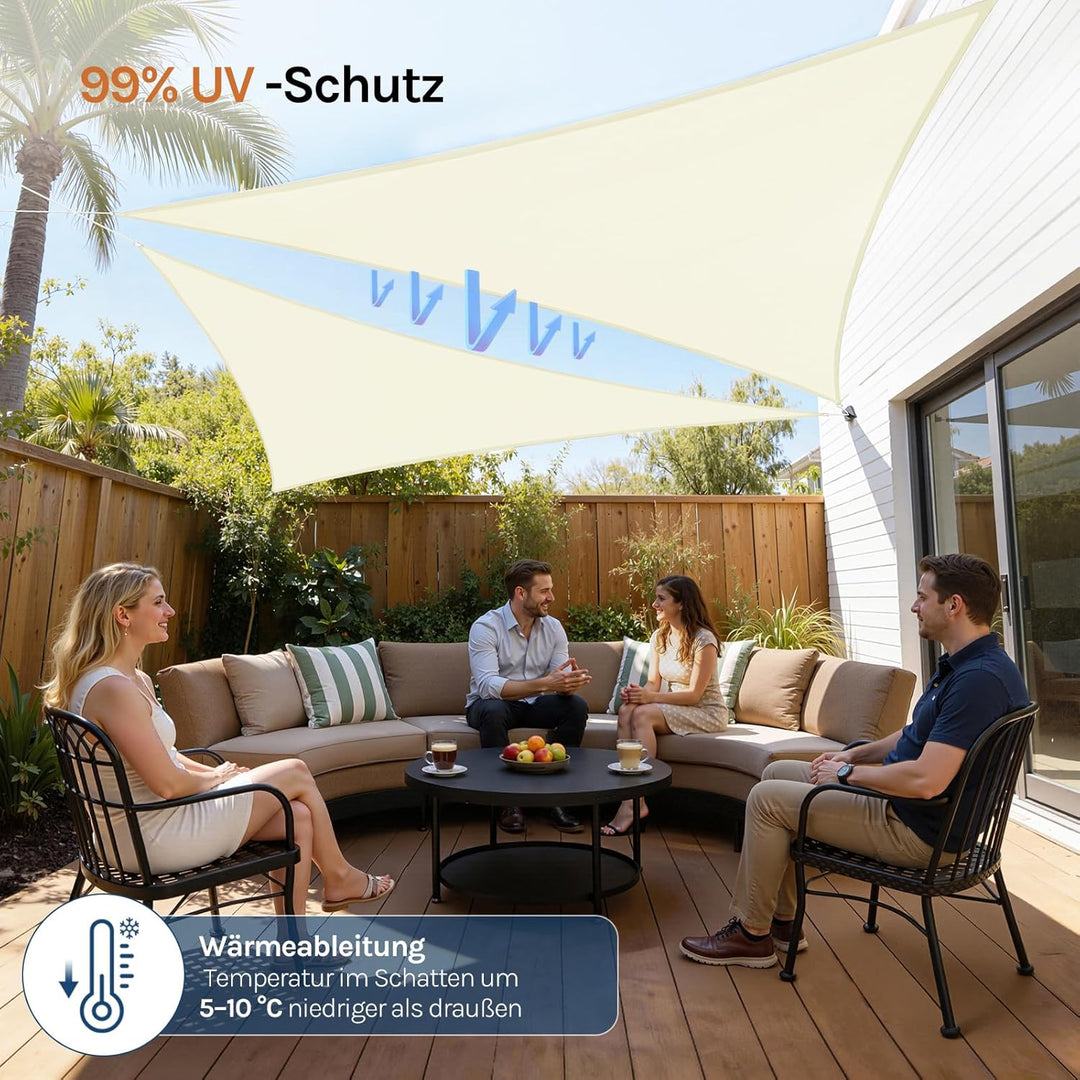 WOLTU Sonnensegel Premium HDPE Wetterbeständig Atmungsaktiv 95% UV Schutz Segeltuch 180 g/m² Sonnens