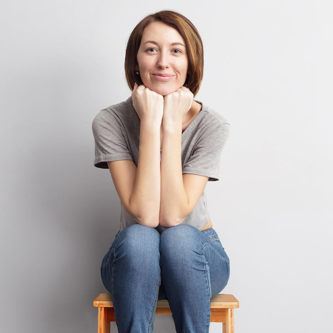 Relaxdays Fussbank Bambus, für Bad, Küche, Wohnzimmer, HBT: 17,5 x 39 x 25 cm, Kleiner Fusshocker, B