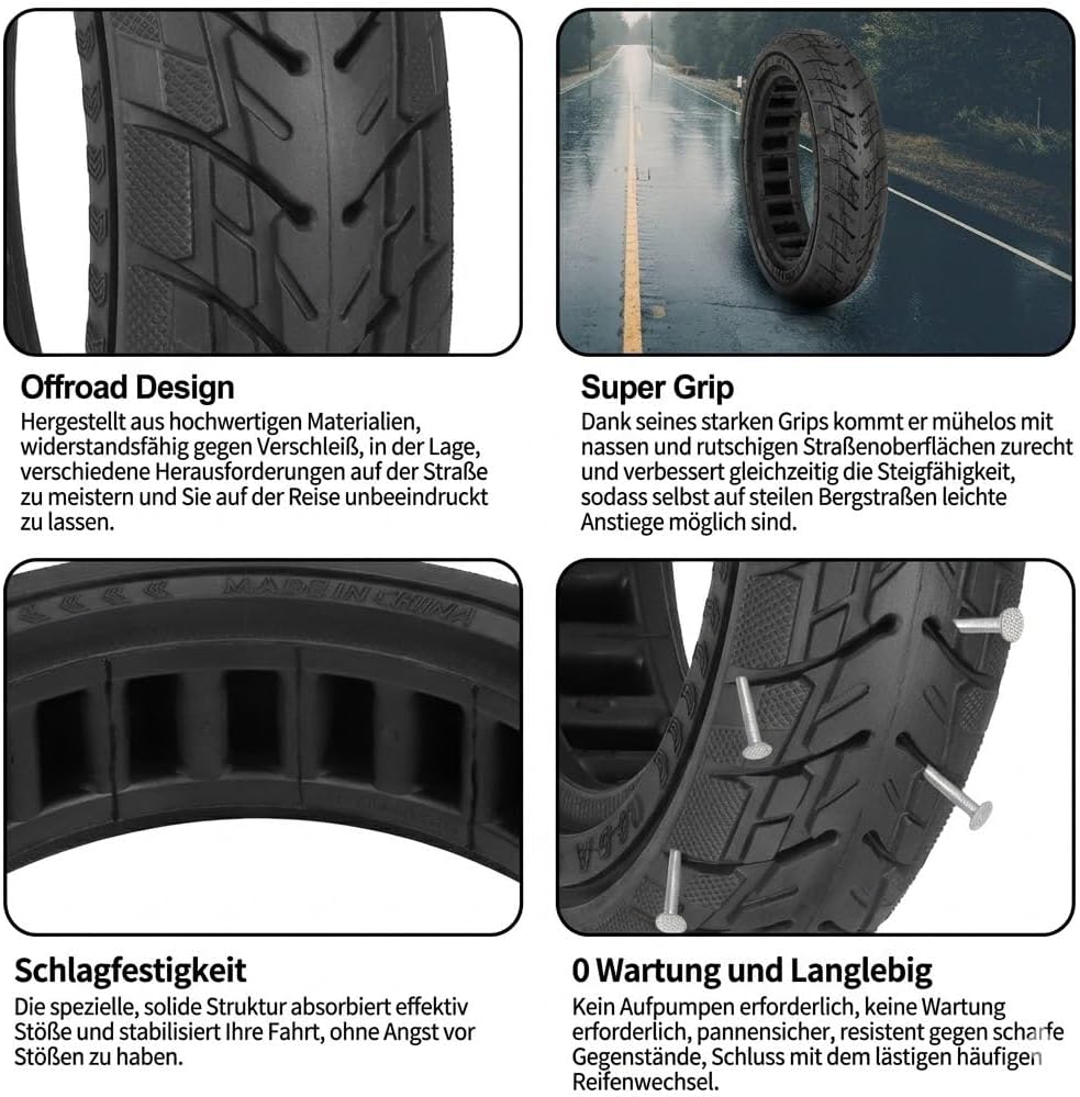 Satgoo 8,5 Zoll Offroad Vollgummireifen für Xiaomi Pro 2, Pro, 1S, Essential, Mi 3, E Scooter Reifen