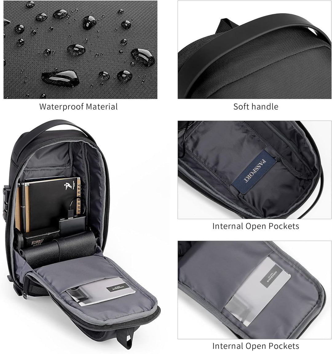 VGOAL Herren Daypack Backpacks Laptop-Computer-Messenger-and-Shoulder-Bags, 6315-a-black