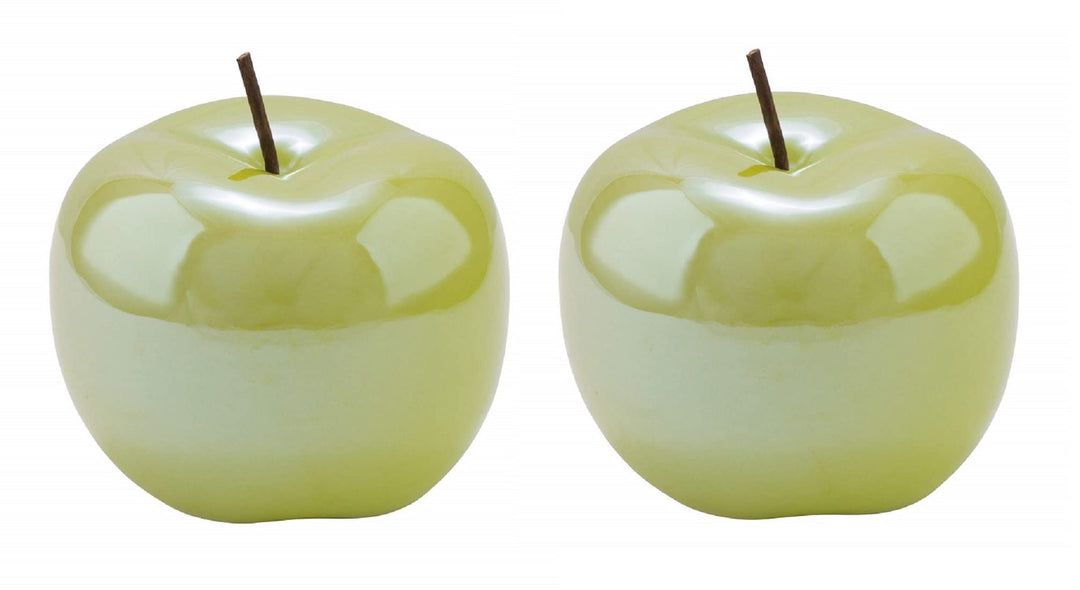ETC dekorativer Deko-Apfel Dekoobjekt Apfel Keramik hellgrün glänzend in verschiedenen Grössen (2 x