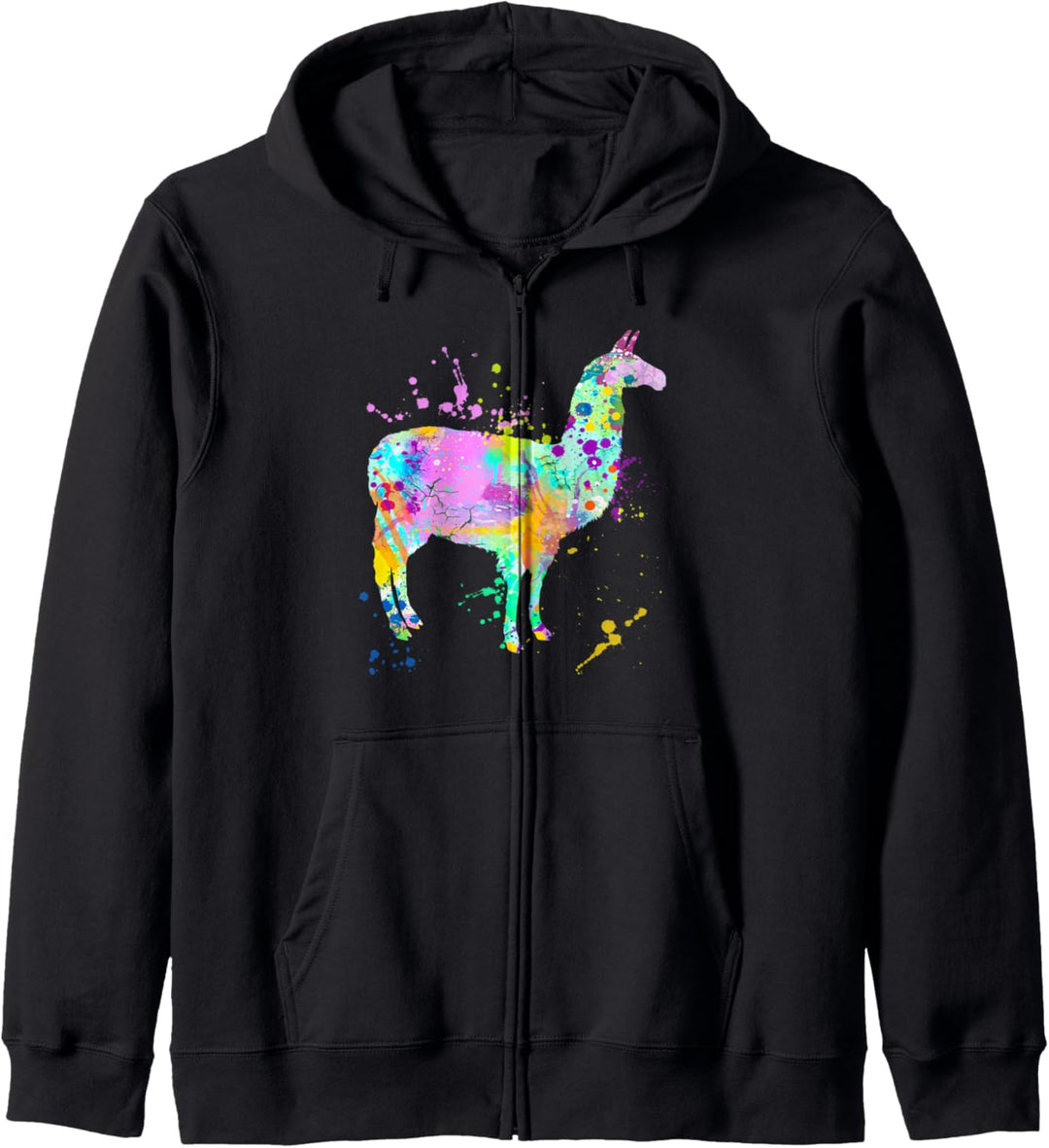 Lama Farbspritzer Silhouette Grafik Haustier Besitzer Kapuzenjacke