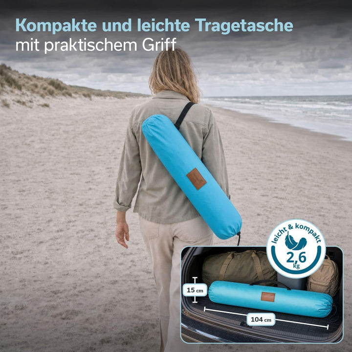 Skandika Strandmuschel Skal Quick-Start | Strandzelt, UV-Schutz 80+, 360° Mesh-Panoramafenster, Wind
