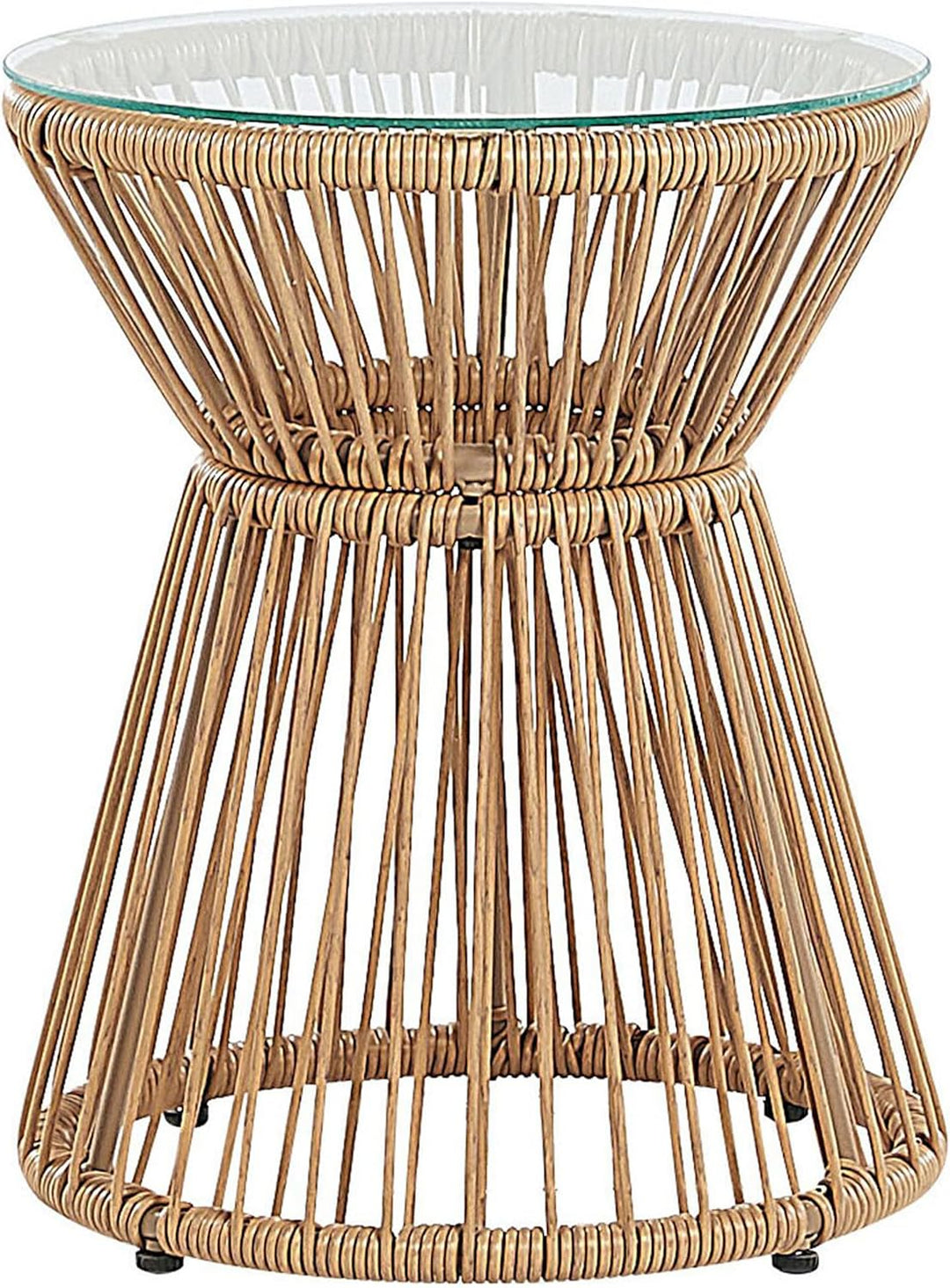 Gemütliches Balkonset Rattan/Stahl 2 Stühle 1 Tisch hellgraue Auflagen Trestina
