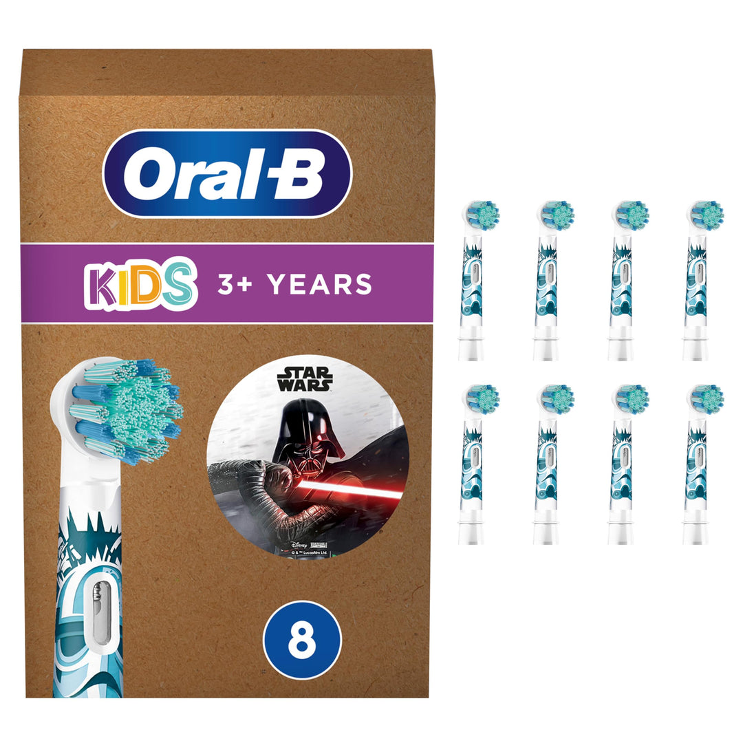 Oral-B Kids Star Wars Aufsteckbürsten für elektrische Zahnbürste, 8 Stück, extra weiche Borsten, Zah