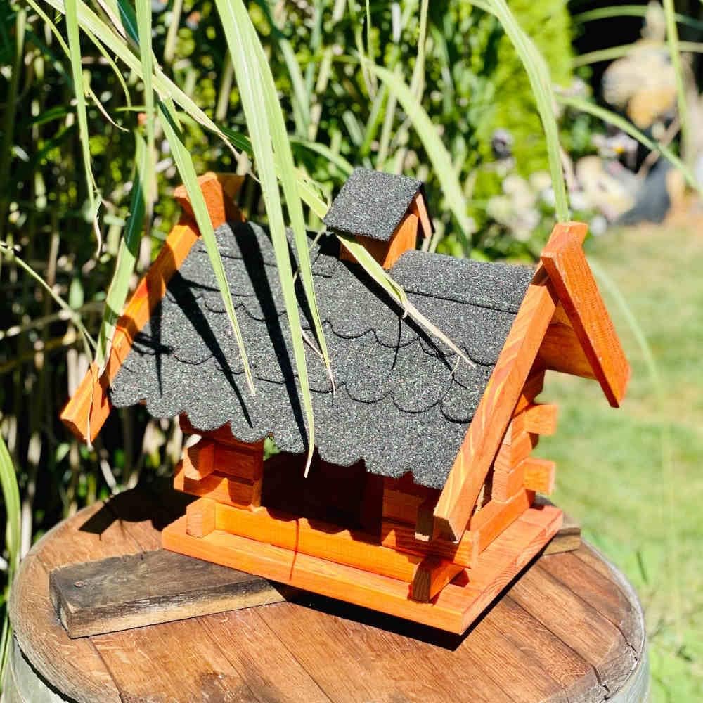 Rechteckiges Vogelhaus M - XL wetterfest aus Holz Vogel Futterstelle Haus mit und ohne Ständer (Grös