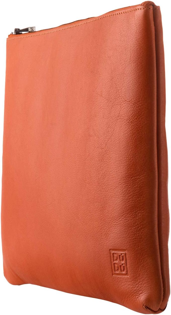 DUDU Clutch Damen Herren Maxi aus echtem Leder Flach Slim mit Griff und Reissverschluss Orange, Oran
