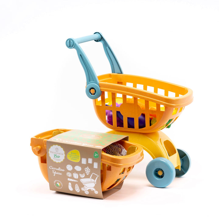 ODS - Bio-Maisonelle, Einkaufswagen für Kinder, mit Obst, Gemüse und Schachteln, nachhaltig aus Biok