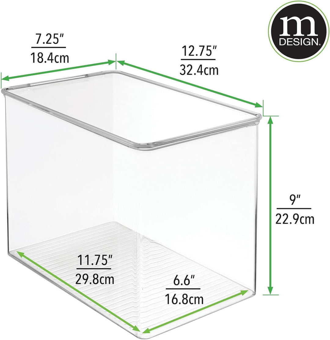 mDesign stapelbare Aufbewahrungsbox aus Kunststoff – Regalbox mit Klappdeckel für Stifte, Basteluten