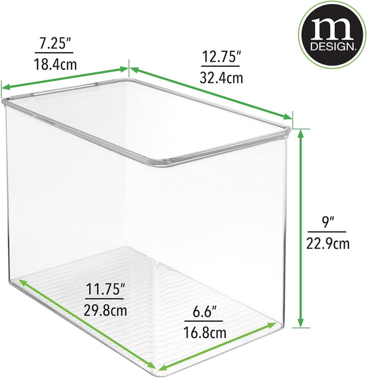 mDesign stapelbare Aufbewahrungsbox aus Kunststoff – Regalbox mit Klappdeckel für Stifte, Basteluten
