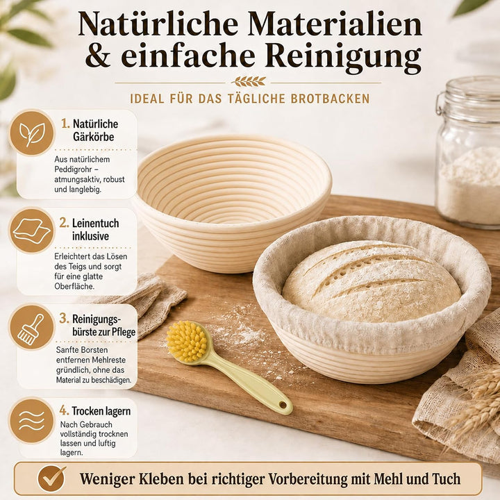 10-teilig Sauerteig Starter Set, geeignet für Anfänger und erfahrene Bäcker | Brot Gärkorb, Rattan R