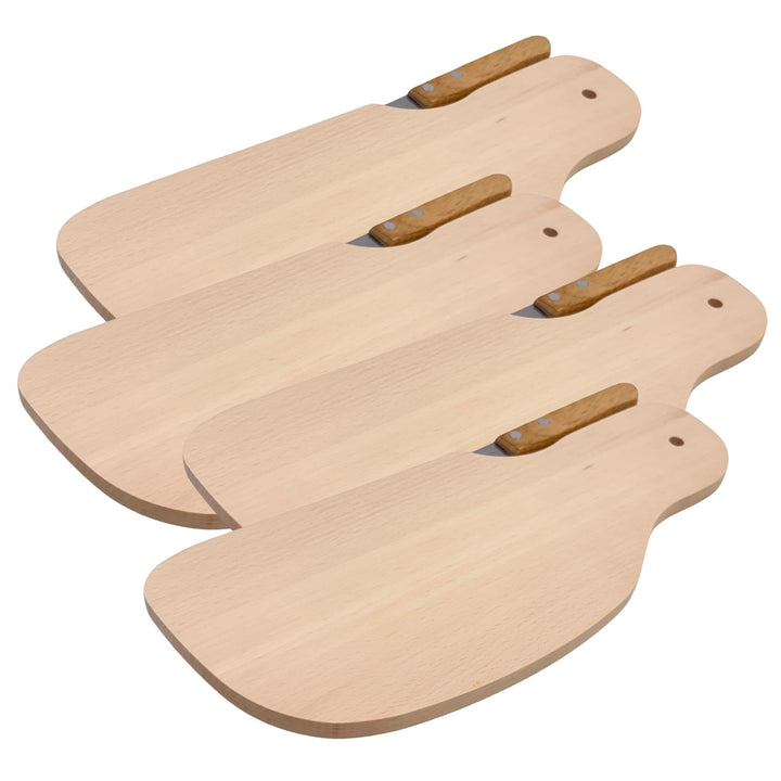 4X HOFMEISTER® Frühstücksbrett mit Brotmesser Buchenholz 28 x 11 x 1 cm