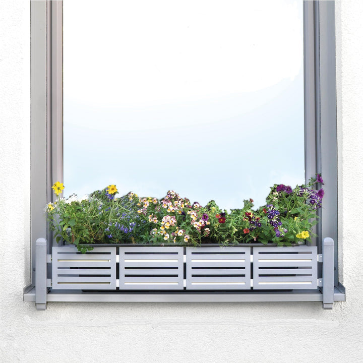 GREEN CREATIONS Blumenkastenhalterung masu Basis-Set passt auf Jede Fensterbank von 78 cm bis 140 cm