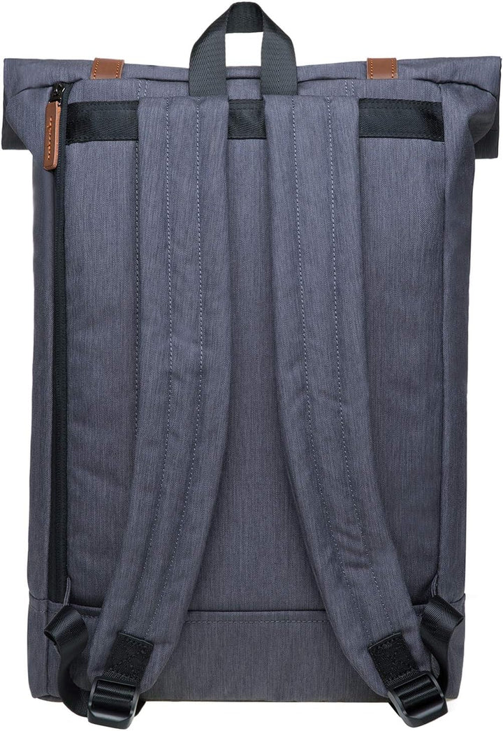 KAUKKO RollTop Rucksack Stylish Backpack für Schule, Uni, Beruf und Reise Grau, Grau