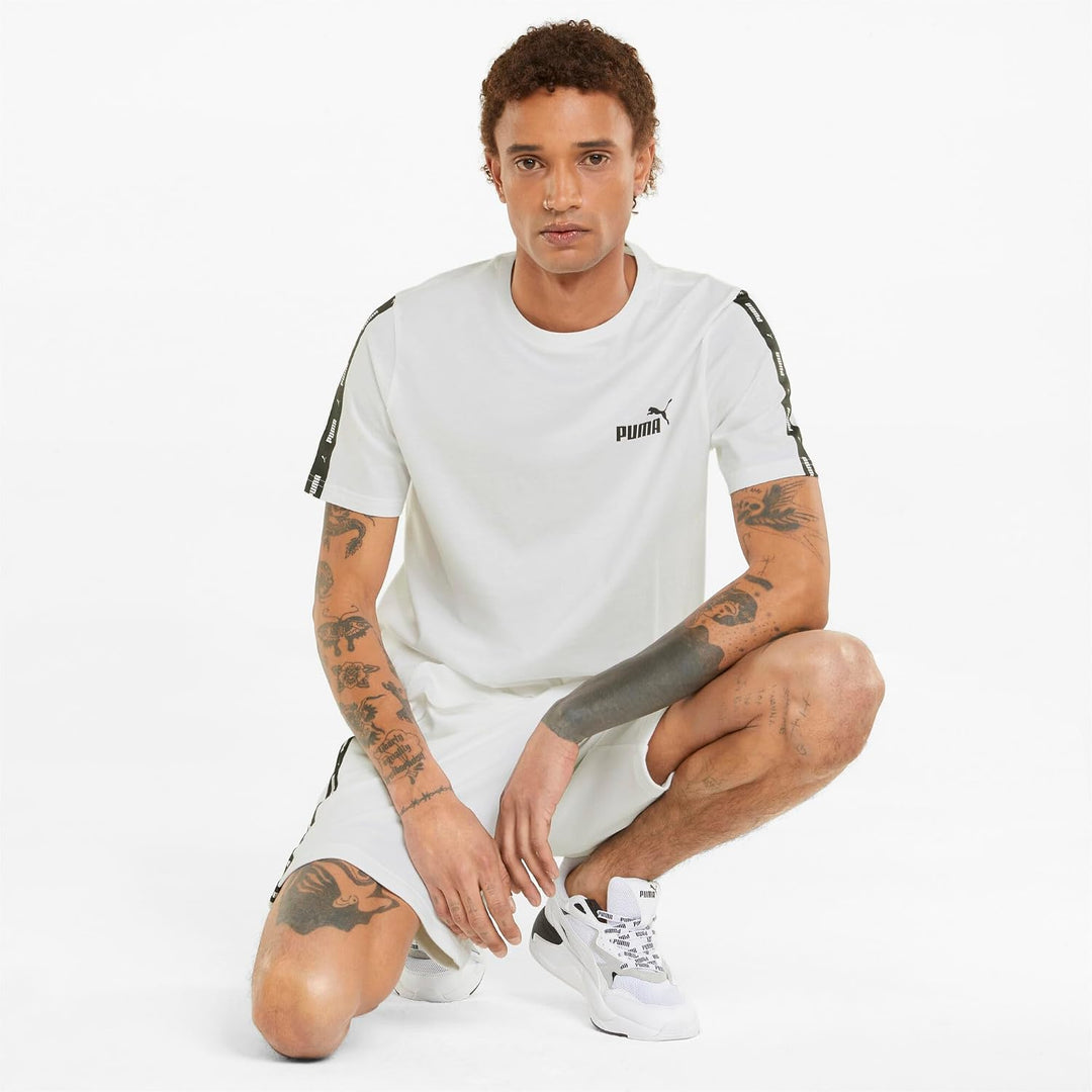 PUMA Unisex ESS+ Tape Tee t-Shirt XL Puma Weiss, XL Puma Weiss