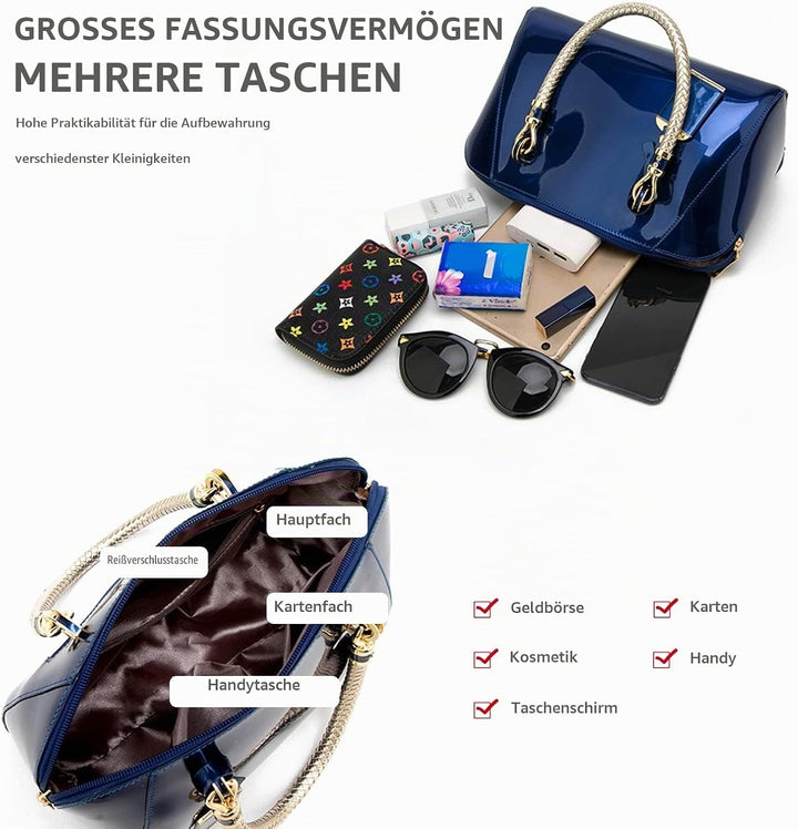 NICOLE &amp; DORIS Mode Handtaschen Damen Lackleder Handtasche Elegant Schultertasche Frauen Umhängetasc