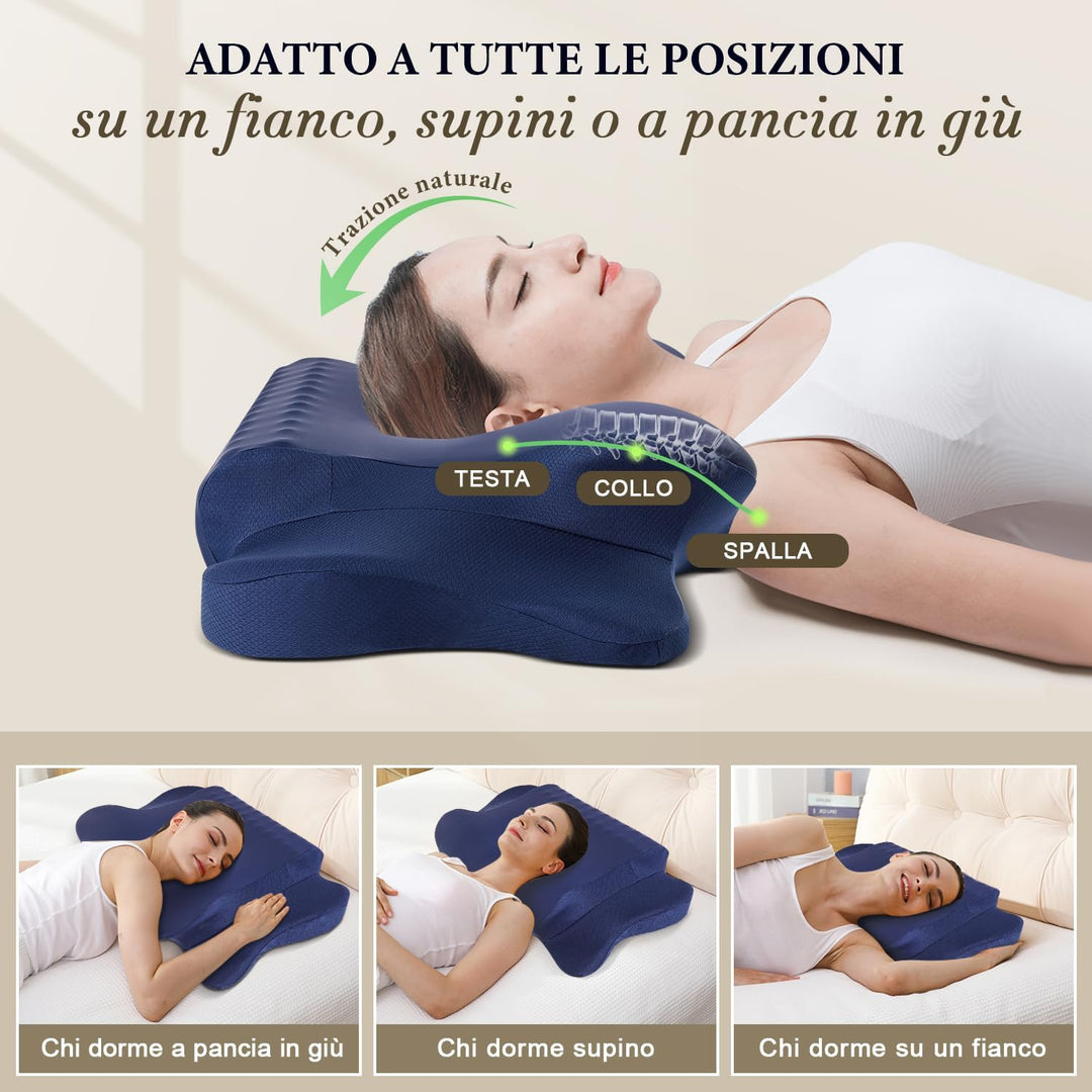 Nackenkissen Kopfkissen, Memory Foam Dunkelblau, Dunkelblau