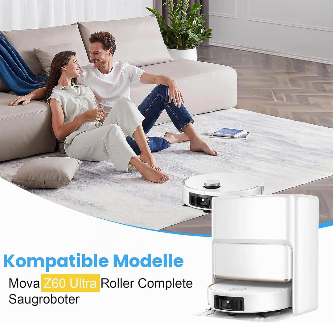 22 Stück Zubehör Set für Mova Z60 Ultra Roller Complete Saugroboter, Ersatzteile mit 2 Hauptbürste,