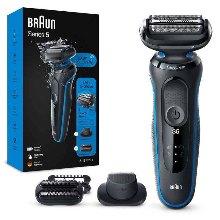 Braun Series 5 Elektrorasierer mit EasyClick Trimmer Aufsatz, Rasierer Herren Elektrisch, Präzisions