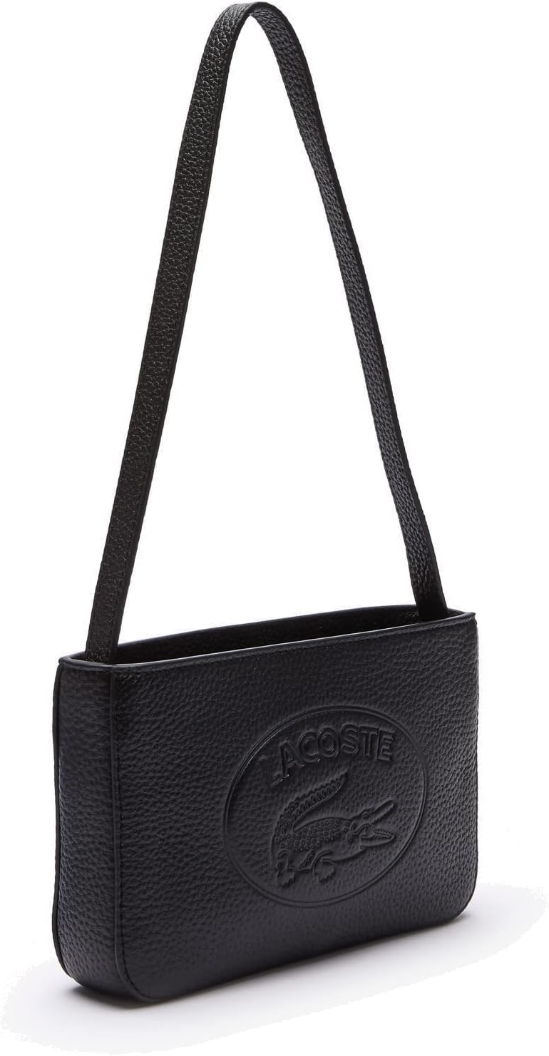 Lacoste Damen Handtasche,Leder (100% Rindsleder),20x12.5x4cm Noir Einheitsgrösse, Noir Einheitsgröss