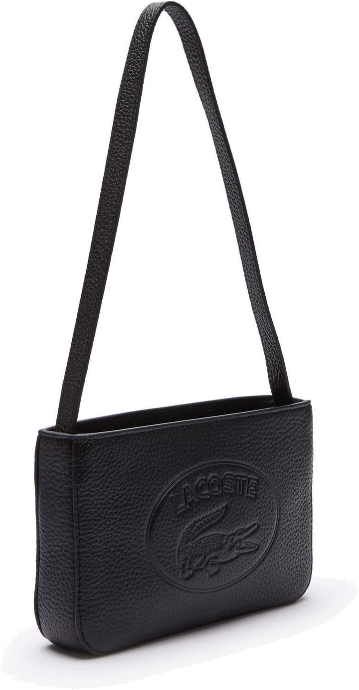 Lacoste Damen Handtasche,Leder (100% Rindsleder),20x12.5x4cm Noir Einheitsgrösse, Noir Einheitsgröss