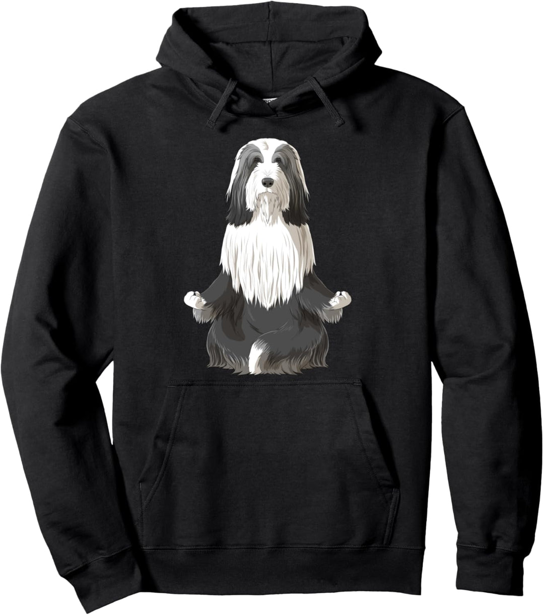 Beardie Hund Meditierender Bearded Collie Pullover Hoodie