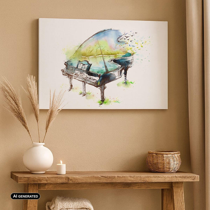 Bilder auf Leinwand 100x70cm Leinwandbild Klavier Natur Musik Eleganz Gross Wanddeko Bild Schlafzimm