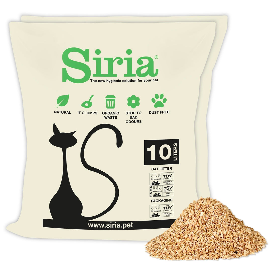Siria 20L-Katzenstreu Klumpend und Pflanzlich-Set 2 Sack je 10 Liter, 20L