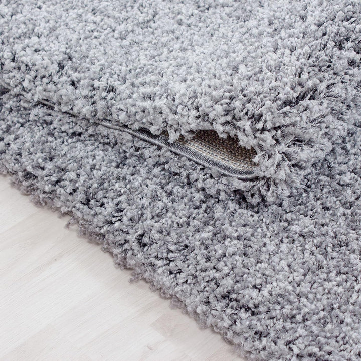Carpetsale24 Teppich Wohnzimmer 200 cm Rund Hellgrau Shaggy Hochflor Einfarbig Modern Design - Runde