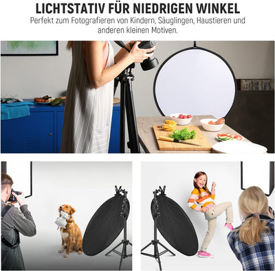 NEEWER 43"/110cm Lichtreflektor Kit,5 in 1 zusammenklappbarer runder Reflektor(Transluzent/Silber/Go