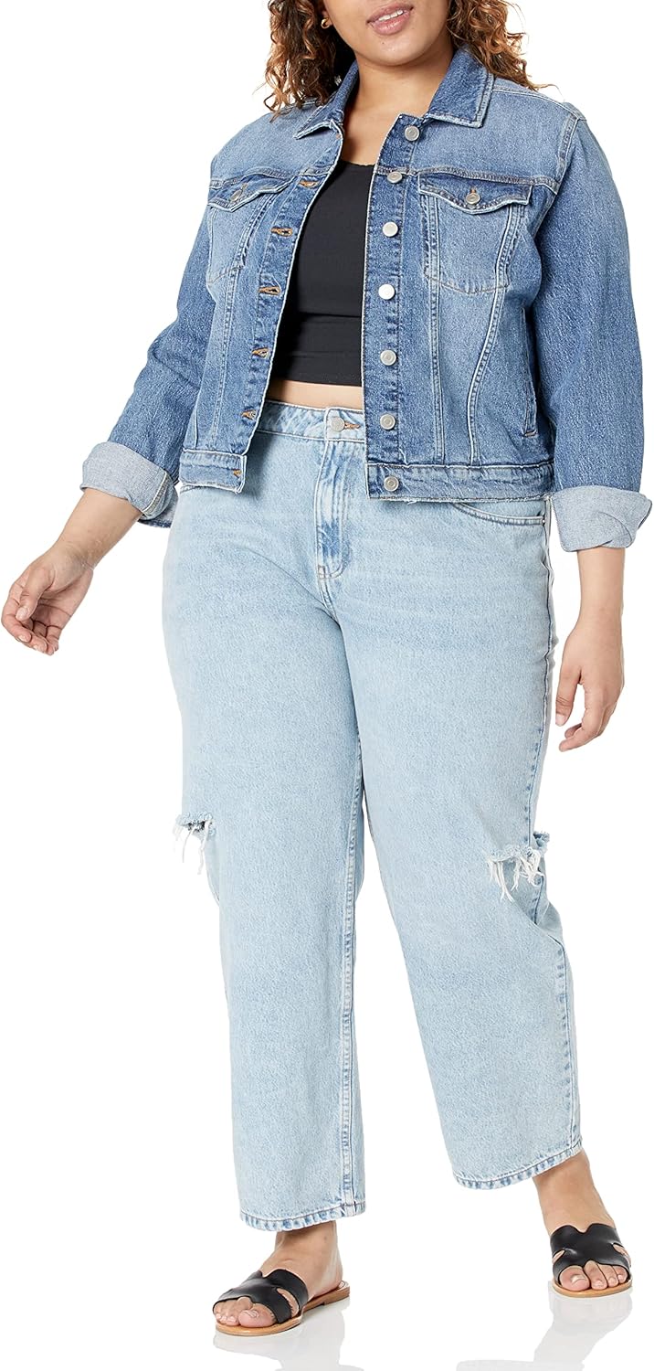 The Drop Jeansjacke für Damen, Jai Kurz geschnitten XS Mittleres Indigoblau, XS Mittleres Indigoblau
