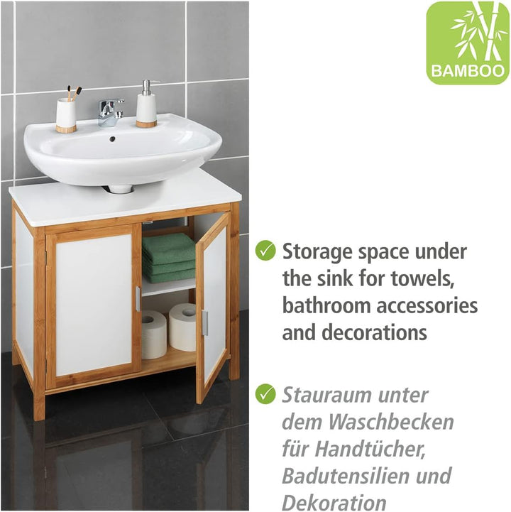 WENKO Waschbeckenunterschrank Finja, Waschbecken-Unterregal im Scandi Chic, mit Zwischenboden, 2 Tür